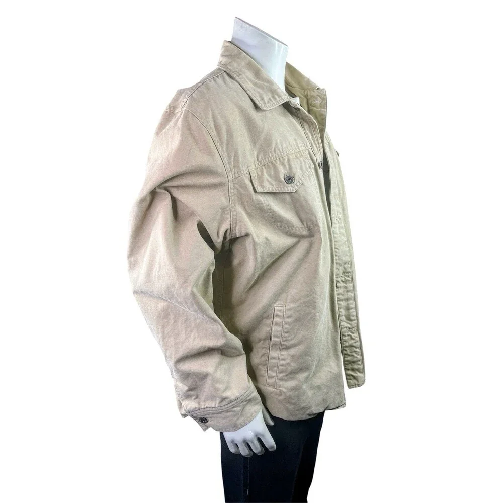 J.Crew Men's Canvas Chore Shirt Jacket Tan Lined Size XL 60587 Utility Field